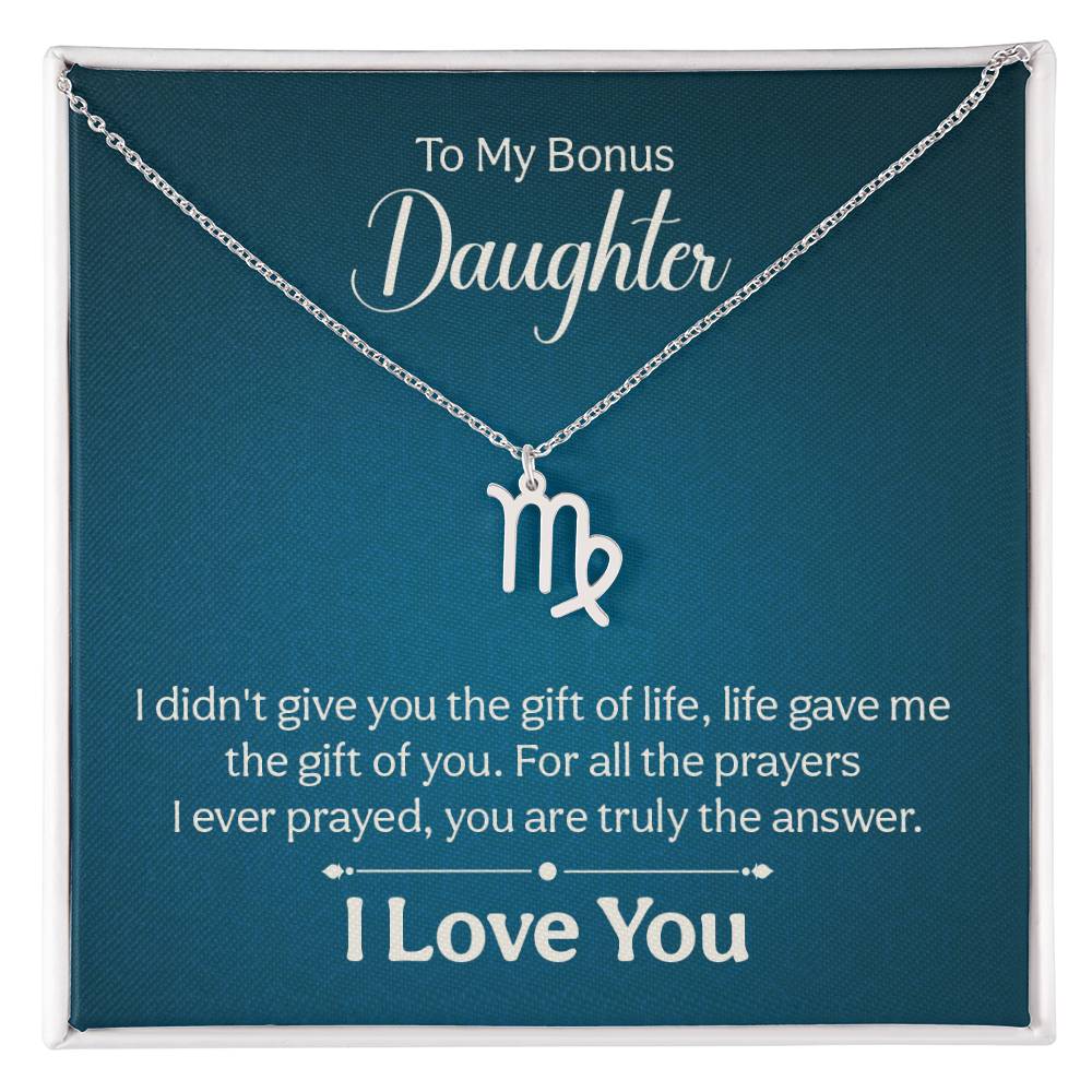 To My Bonus Daughter The Gift of Life Zodiac Name Necklace-Express Your Love Gifts