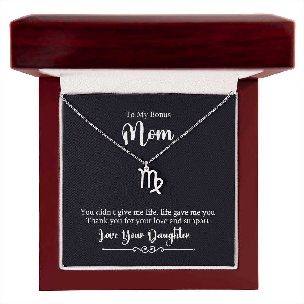 To My Bonus Mom Life Gave Me You Zodiac Name Necklace-Express Your Love Gifts