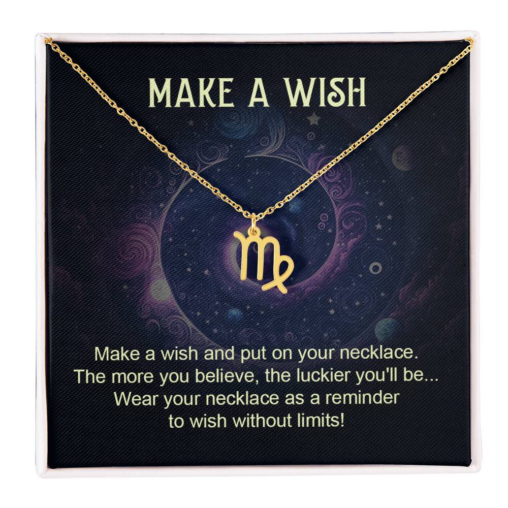 Make a Wish Zodiac Sign Necklace, Stainless Steel or 18K Gold Adjustable Chain-Express Your Love Gifts