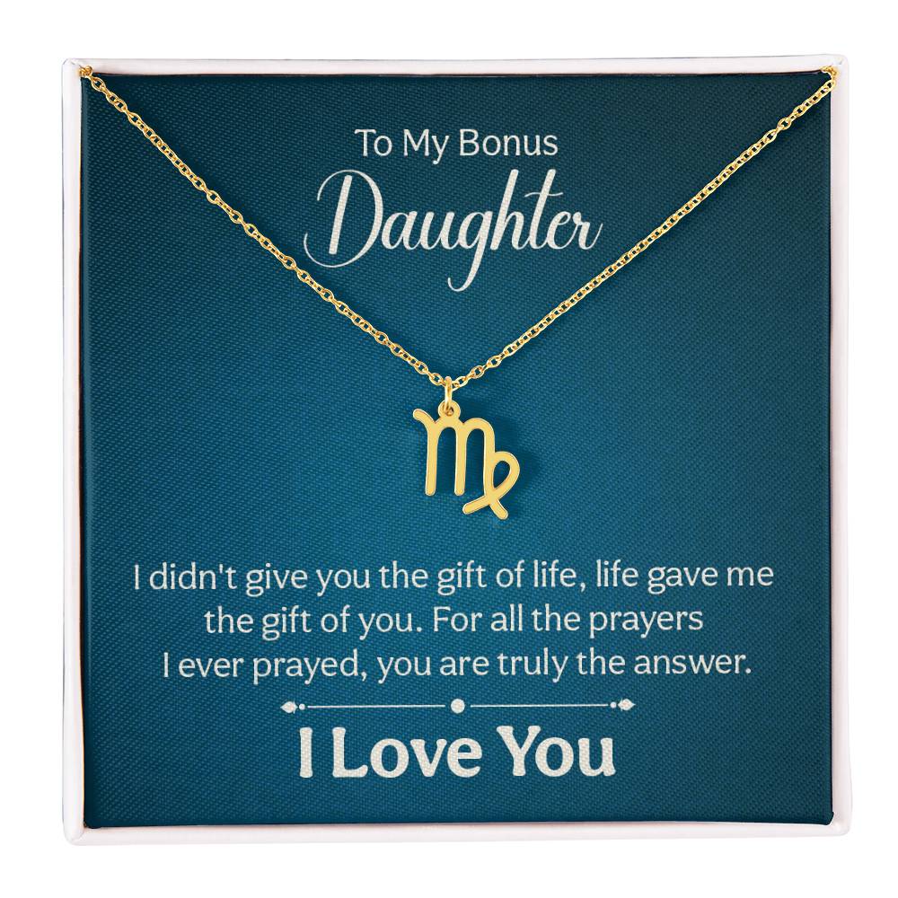To My Bonus Daughter The Gift of Life Zodiac Name Necklace-Express Your Love Gifts