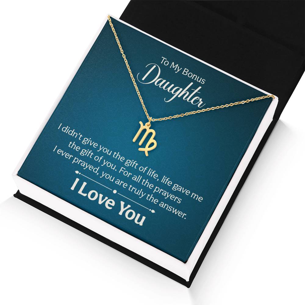 To My Bonus Daughter The Gift of Life Zodiac Name Necklace-Express Your Love Gifts
