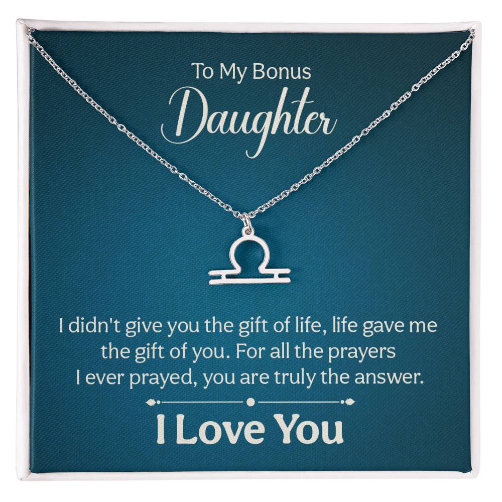 To My Bonus Daughter The Gift of Life Zodiac Name Necklace-Express Your Love Gifts