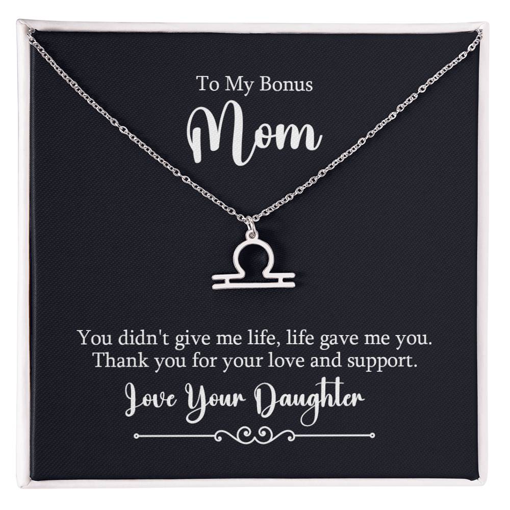To My Bonus Mom Life Gave Me You Zodiac Name Necklace-Express Your Love Gifts