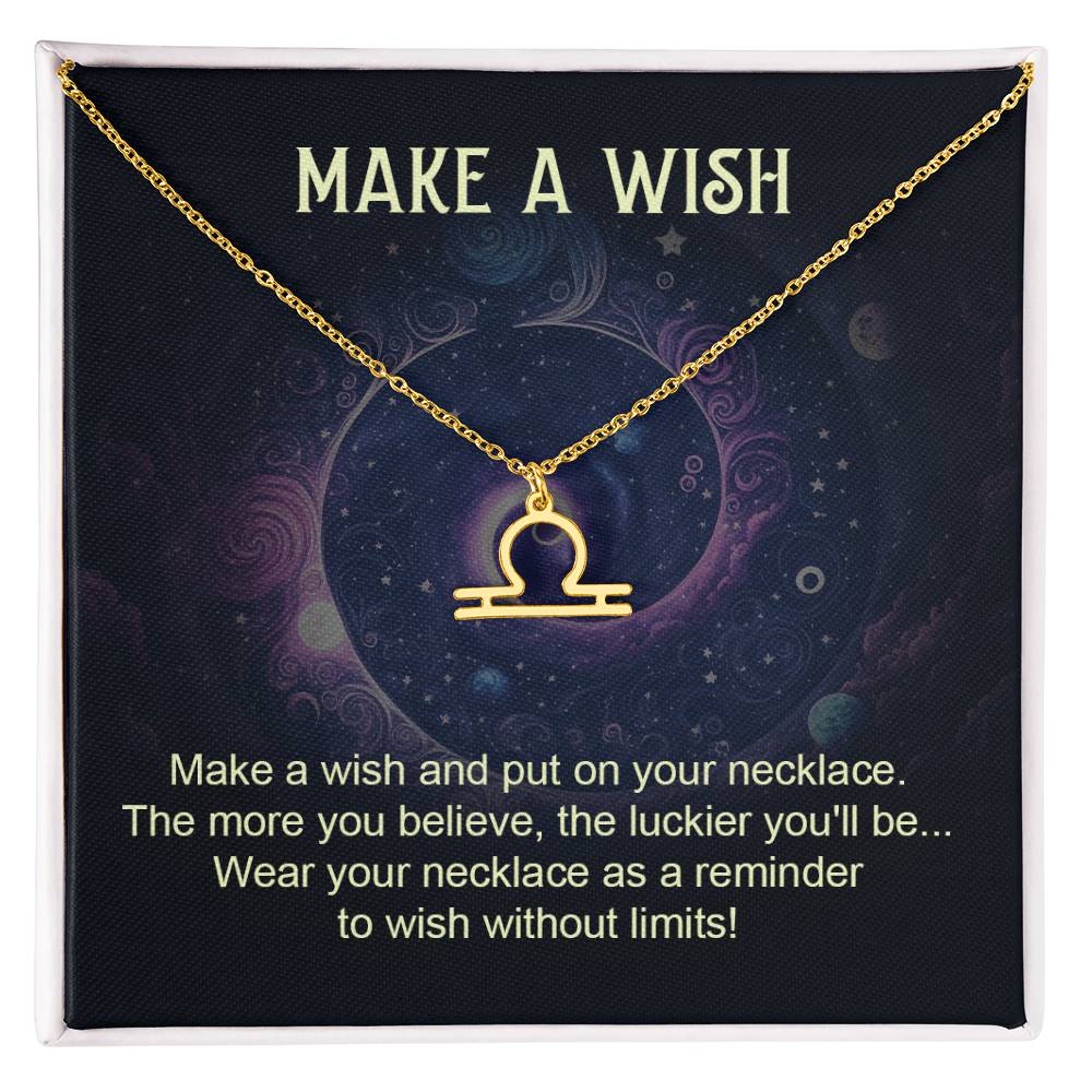Make a Wish Zodiac Sign Necklace, Stainless Steel or 18K Gold Adjustable Chain-Express Your Love Gifts