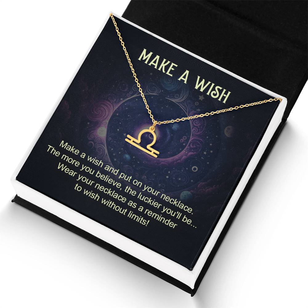 Make a Wish Zodiac Sign Necklace, Stainless Steel or 18K Gold Adjustable Chain-Express Your Love Gifts