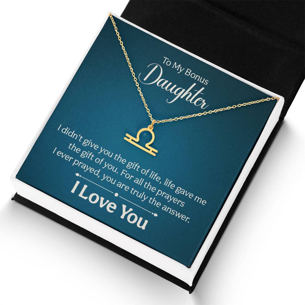 To My Bonus Daughter The Gift of Life Zodiac Name Necklace-Express Your Love Gifts