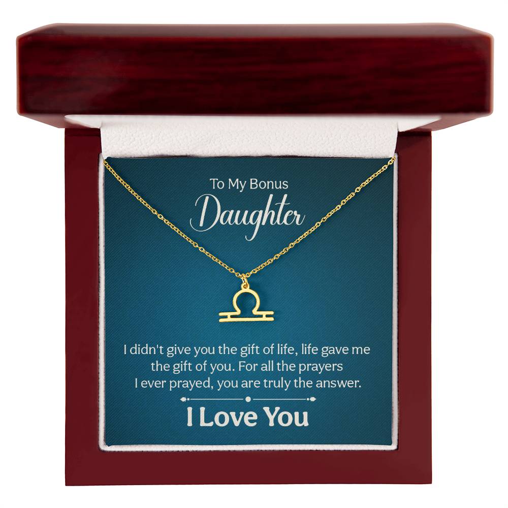 To My Bonus Daughter The Gift of Life Zodiac Name Necklace-Express Your Love Gifts