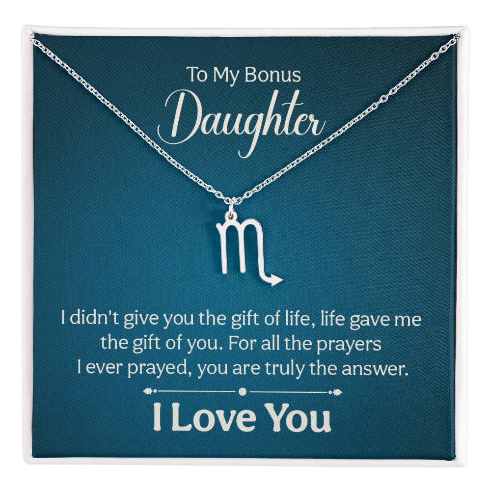 To My Bonus Daughter The Gift of Life Zodiac Name Necklace-Express Your Love Gifts