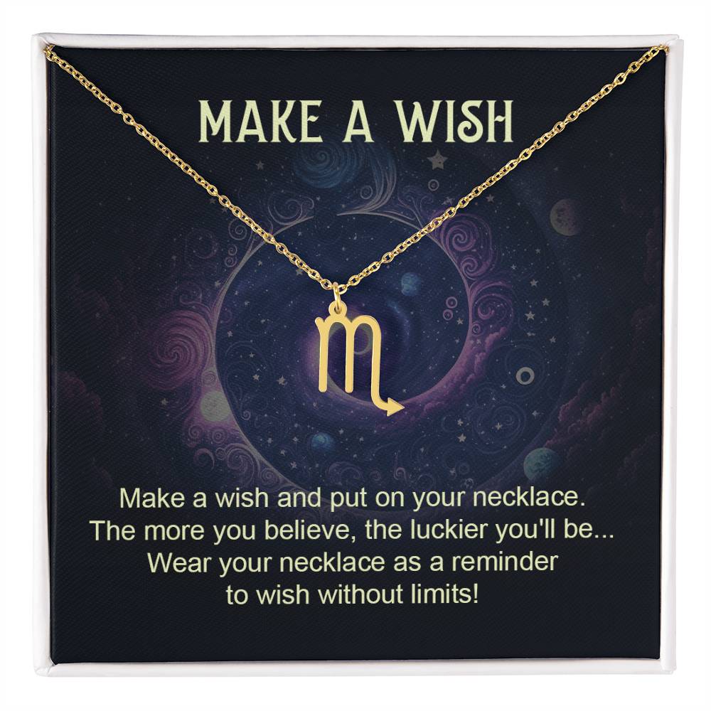 Make a Wish Zodiac Sign Necklace, Stainless Steel or 18K Gold Adjustable Chain-Express Your Love Gifts