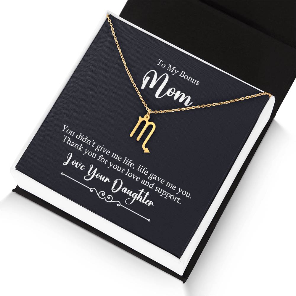 To My Bonus Mom Life Gave Me You Zodiac Name Necklace-Express Your Love Gifts