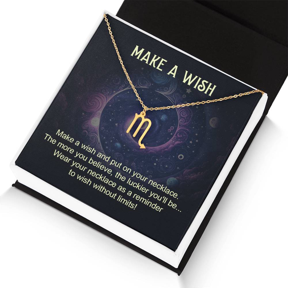 Make a Wish Zodiac Sign Necklace, Stainless Steel or 18K Gold Adjustable Chain-Express Your Love Gifts