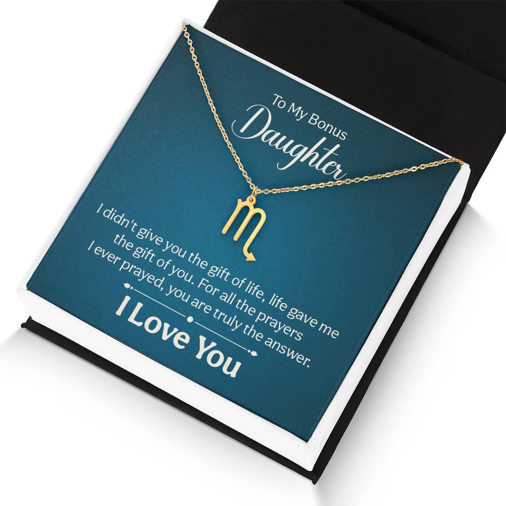 To My Bonus Daughter The Gift of Life Zodiac Name Necklace-Express Your Love Gifts
