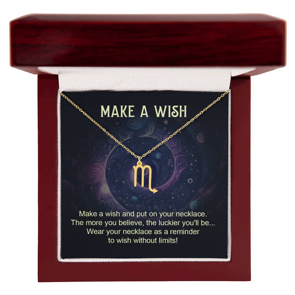 Make a Wish Zodiac Sign Necklace, Stainless Steel or 18K Gold Adjustable Chain-Express Your Love Gifts