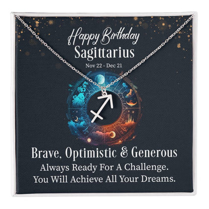 Happy Birthday Sagittarius Zodiac Name Necklace-Express Your Love Gifts