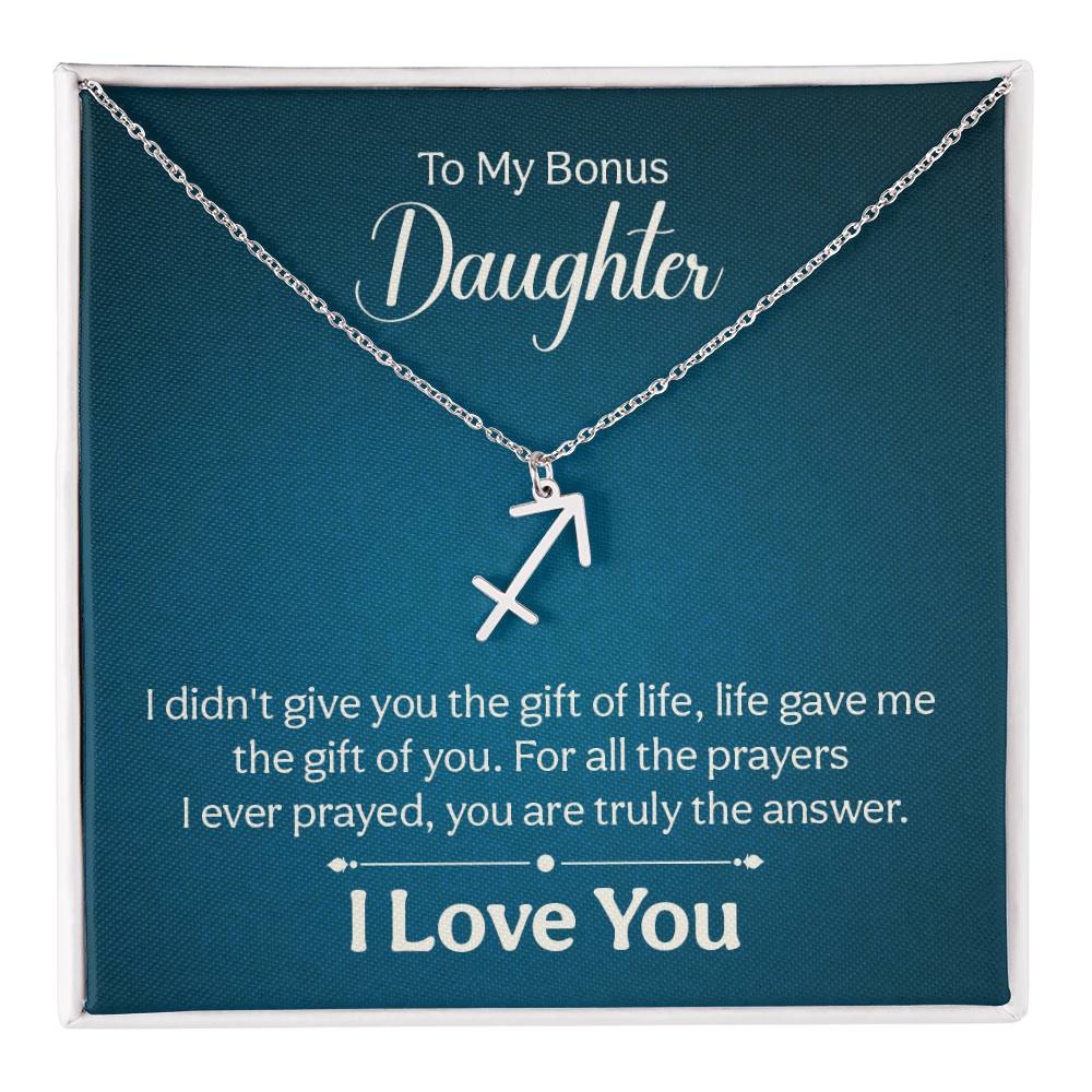 To My Bonus Daughter The Gift of Life Zodiac Name Necklace-Express Your Love Gifts