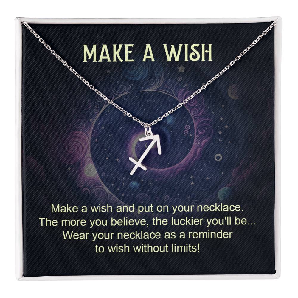 Make a Wish Zodiac Sign Necklace, Stainless Steel or 18K Gold Adjustable Chain-Express Your Love Gifts