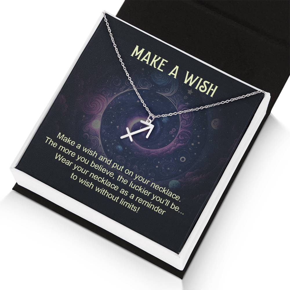 Make a Wish Zodiac Sign Necklace, Stainless Steel or 18K Gold Adjustable Chain-Express Your Love Gifts