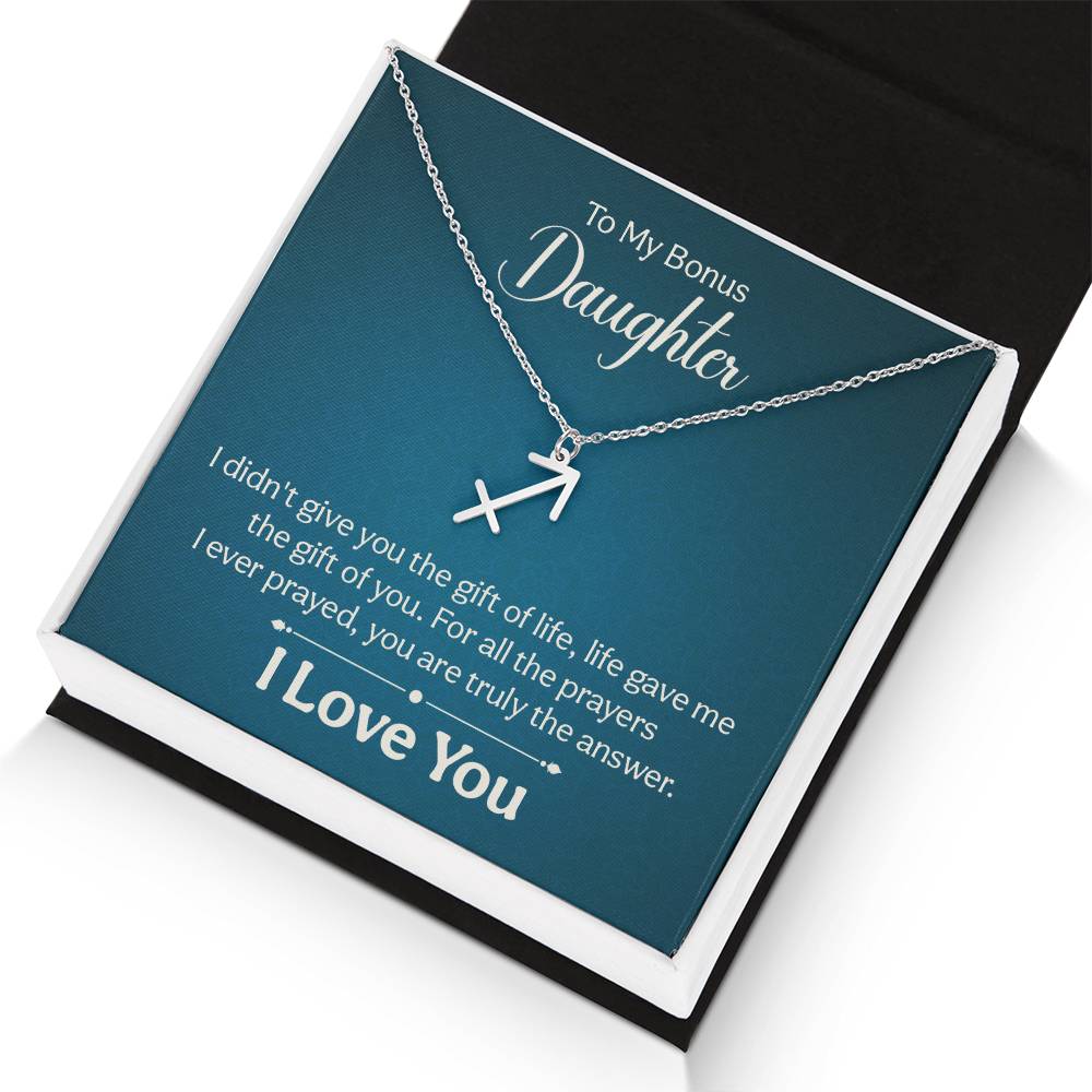 To My Bonus Daughter The Gift of Life Zodiac Name Necklace-Express Your Love Gifts