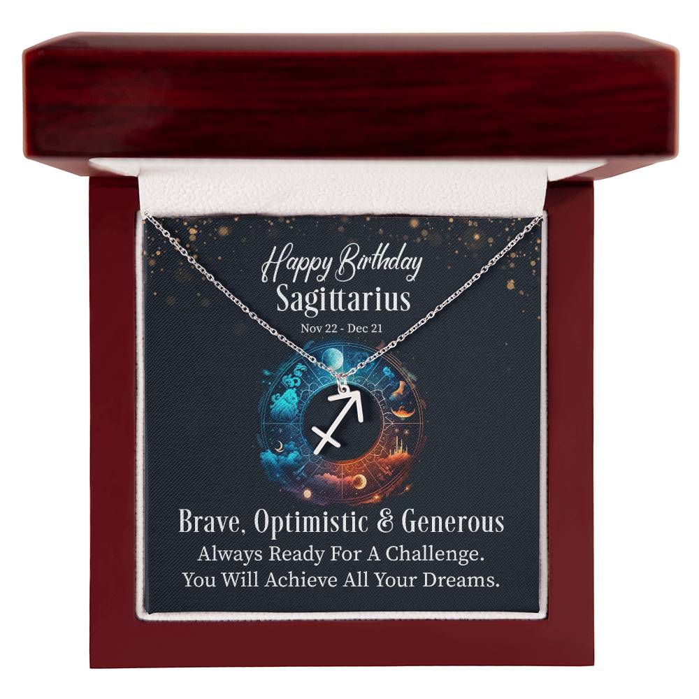 Happy Birthday Sagittarius Zodiac Name Necklace-Express Your Love Gifts
