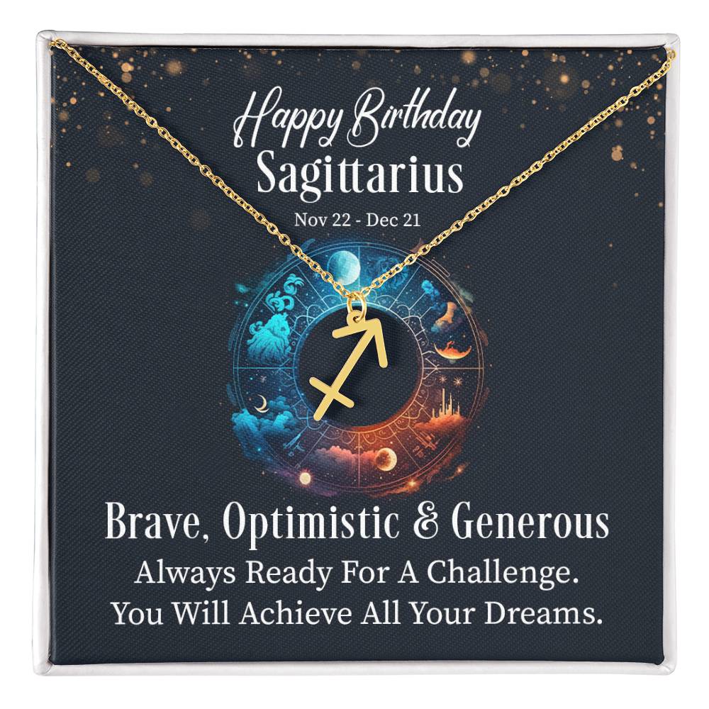 Happy Birthday Sagittarius Zodiac Name Necklace-Express Your Love Gifts