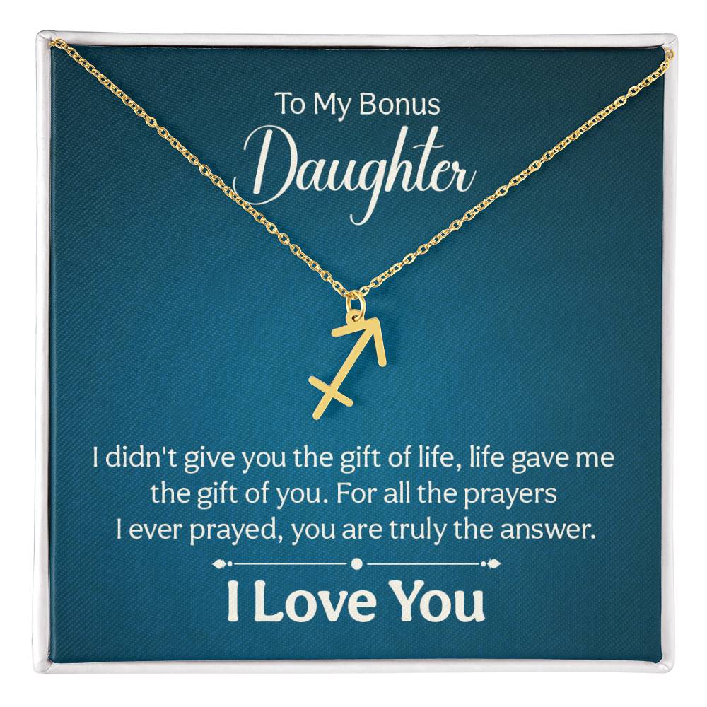 To My Bonus Daughter The Gift of Life Zodiac Name Necklace-Express Your Love Gifts