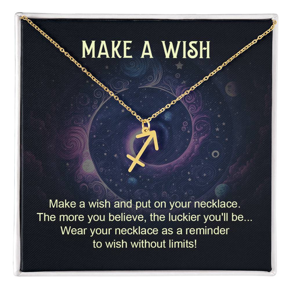 Make a Wish Zodiac Sign Necklace, Stainless Steel or 18K Gold Adjustable Chain-Express Your Love Gifts