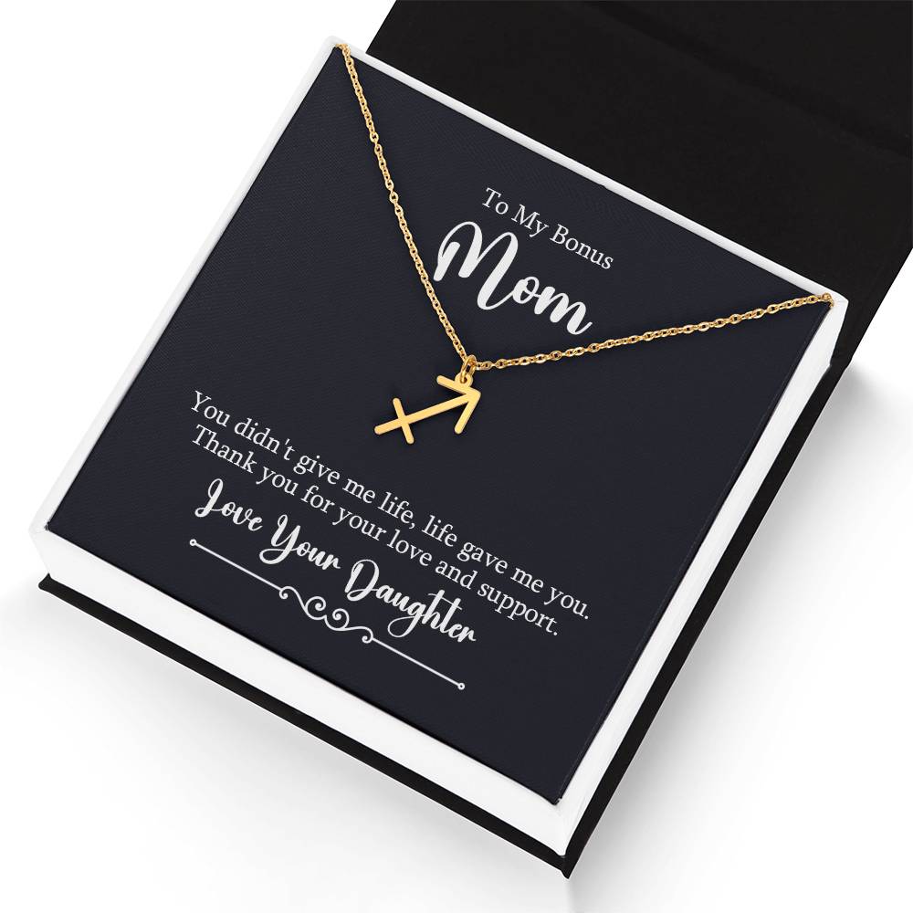 To My Bonus Mom Life Gave Me You Zodiac Name Necklace-Express Your Love Gifts