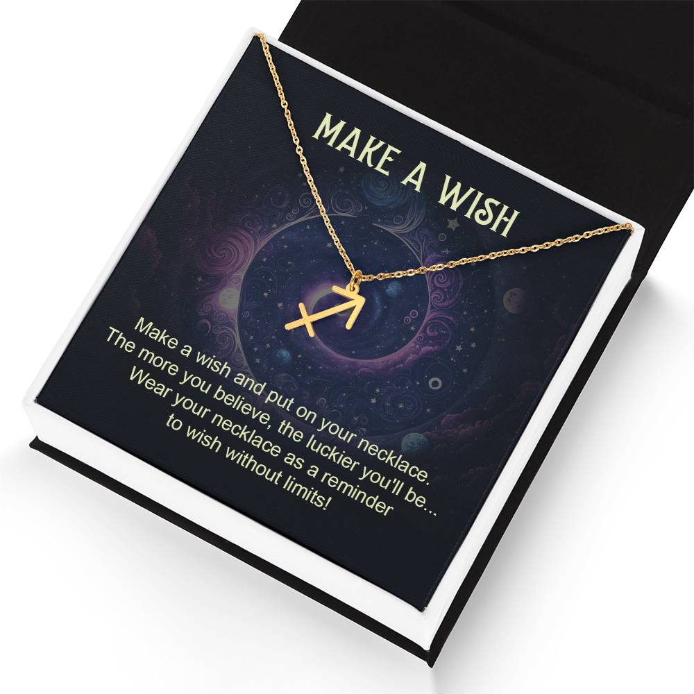 Make a Wish Zodiac Sign Necklace, Stainless Steel or 18K Gold Adjustable Chain-Express Your Love Gifts