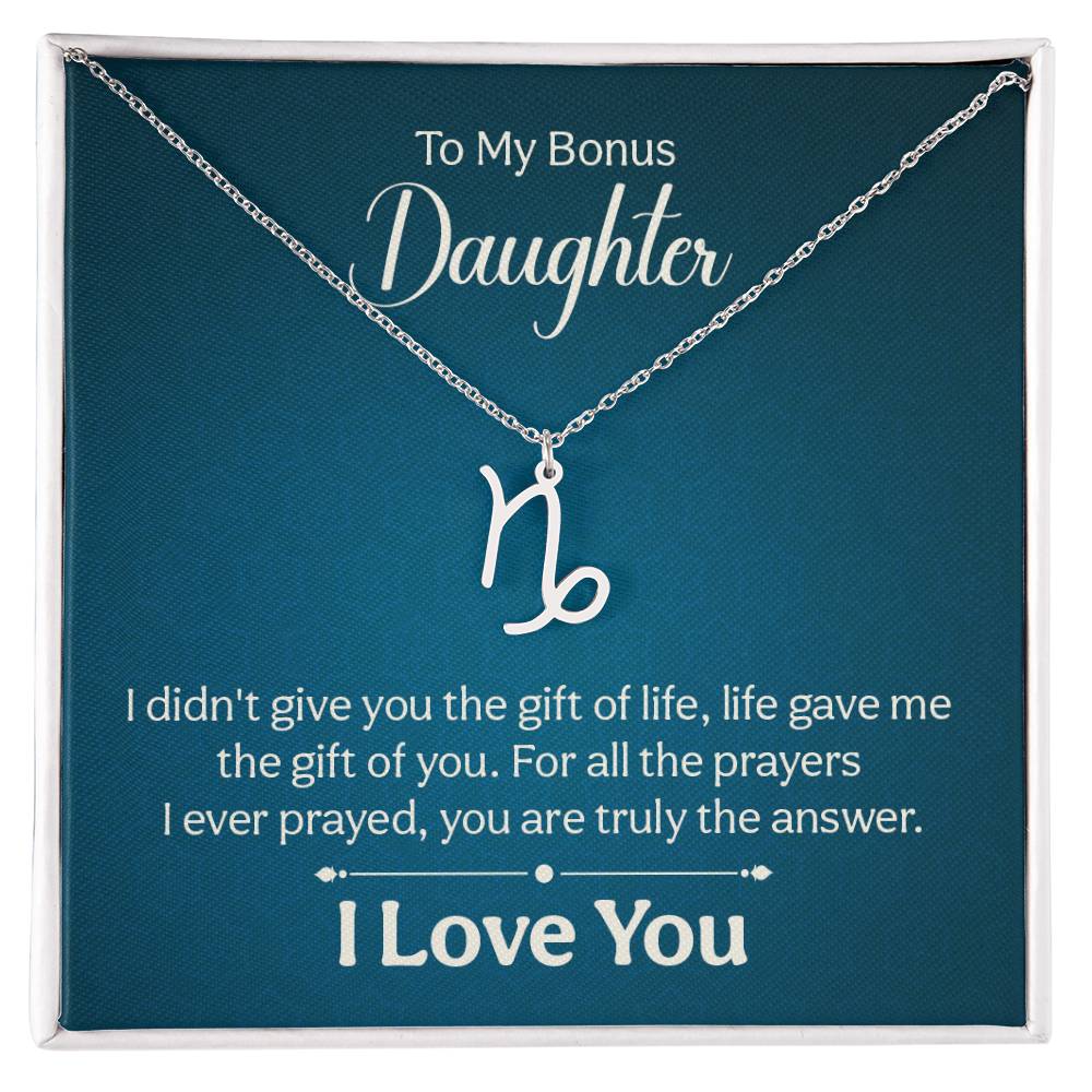To My Bonus Daughter The Gift of Life Zodiac Name Necklace-Express Your Love Gifts