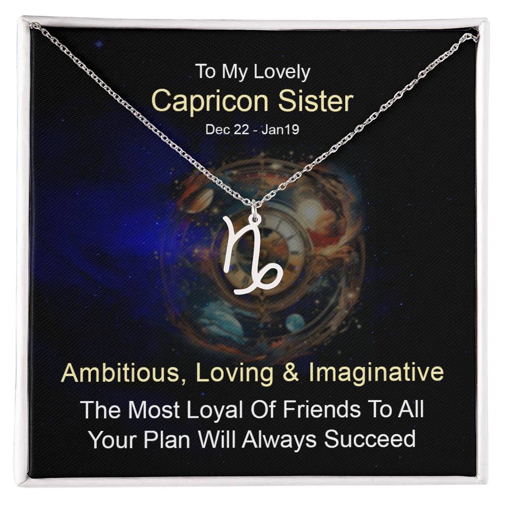 To My Lovely Capricorn Sister Zodiac Name Necklace-Express Your Love Gifts