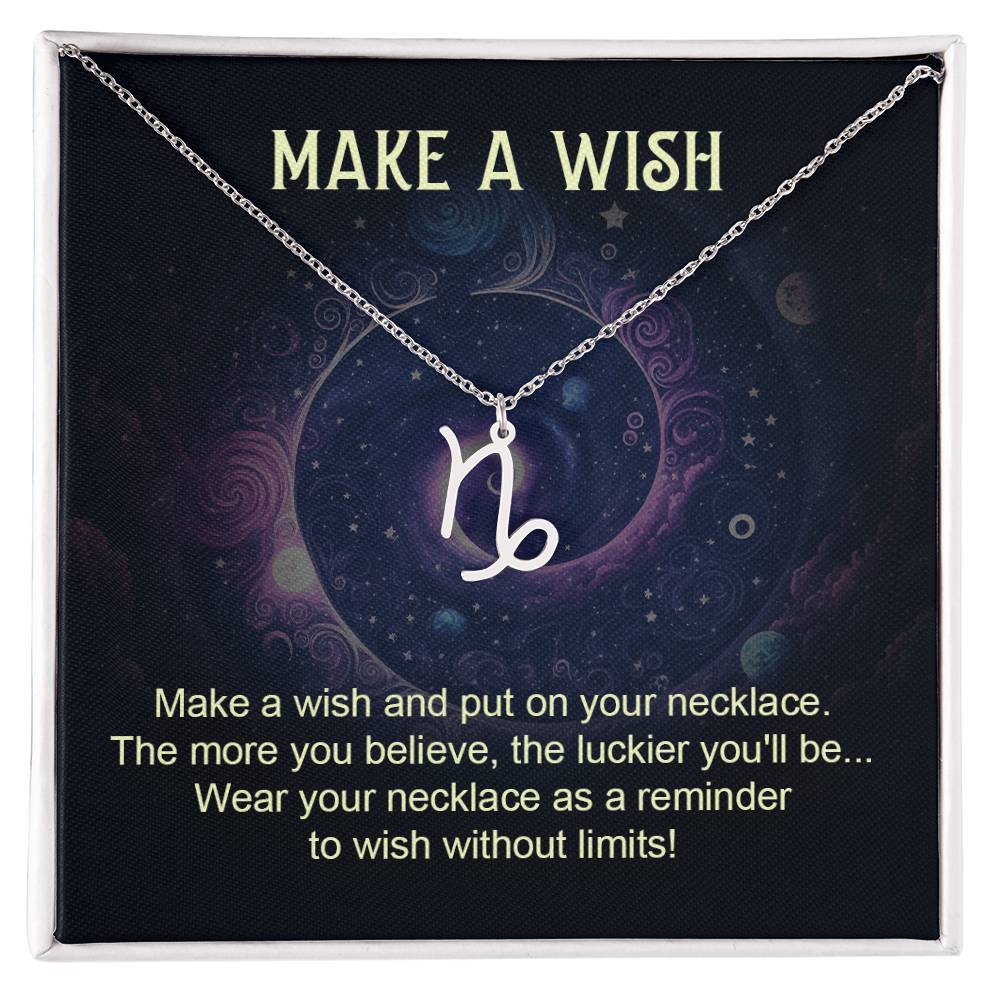 Make a Wish Zodiac Sign Necklace, Stainless Steel or 18K Gold Adjustable Chain-Express Your Love Gifts