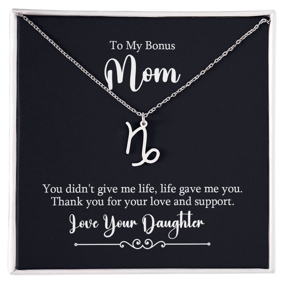To My Bonus Mom Life Gave Me You Zodiac Name Necklace-Express Your Love Gifts