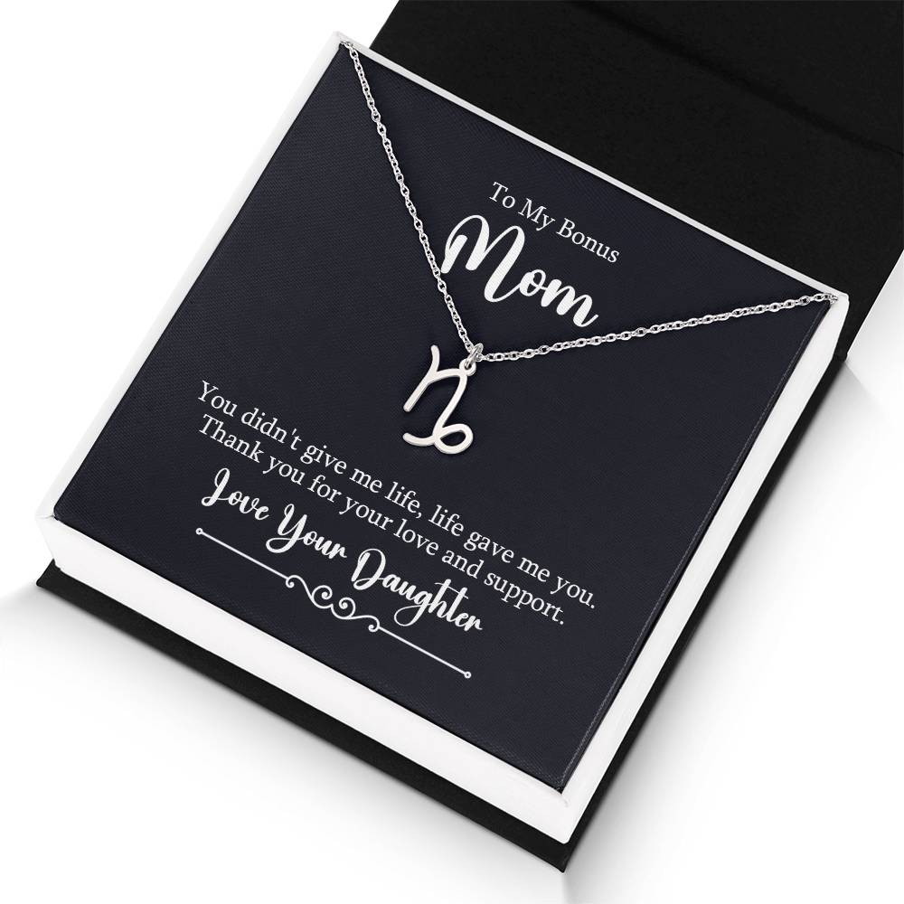To My Bonus Mom Life Gave Me You Zodiac Name Necklace-Express Your Love Gifts