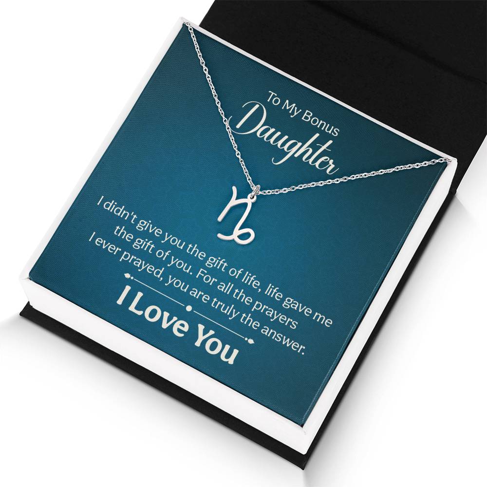 To My Bonus Daughter The Gift of Life Zodiac Name Necklace-Express Your Love Gifts