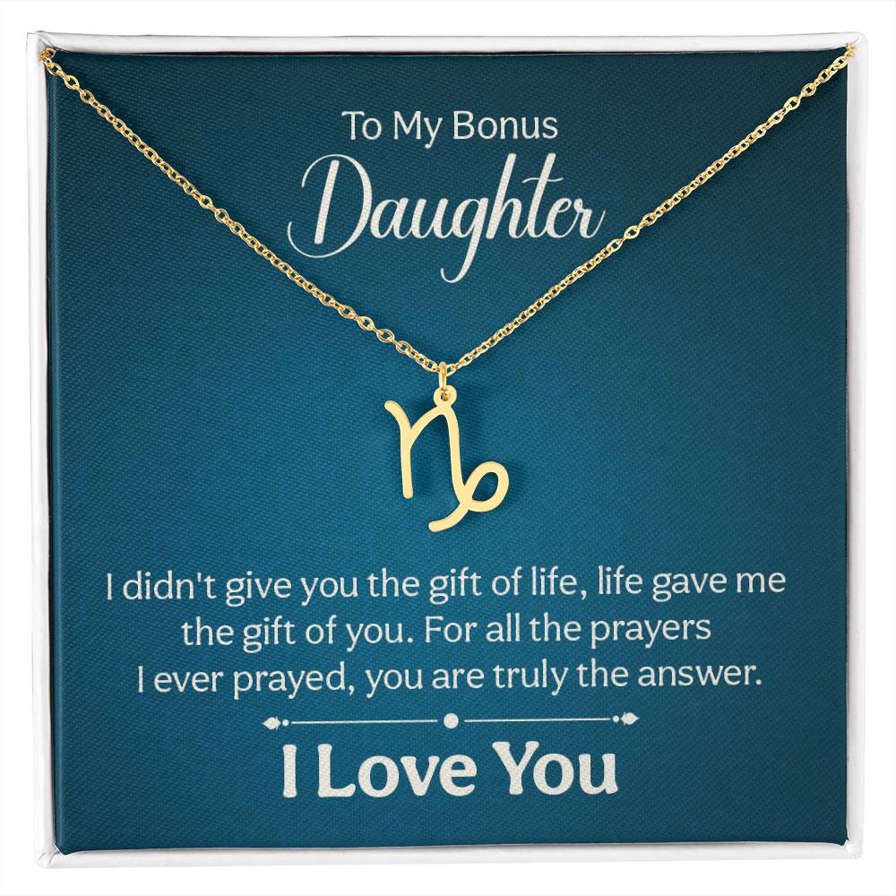 To My Bonus Daughter The Gift of Life Zodiac Name Necklace-Express Your Love Gifts