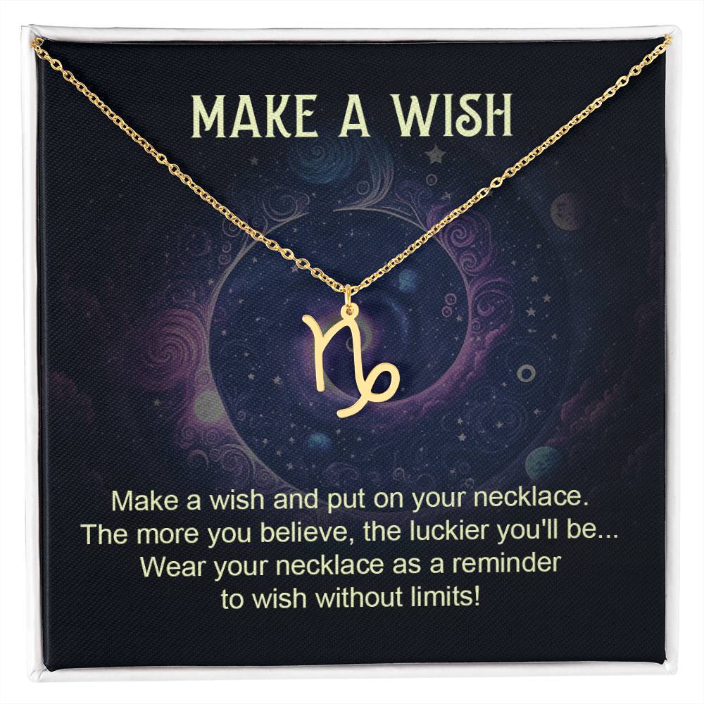 Make a Wish Zodiac Sign Necklace, Stainless Steel or 18K Gold Adjustable Chain-Express Your Love Gifts