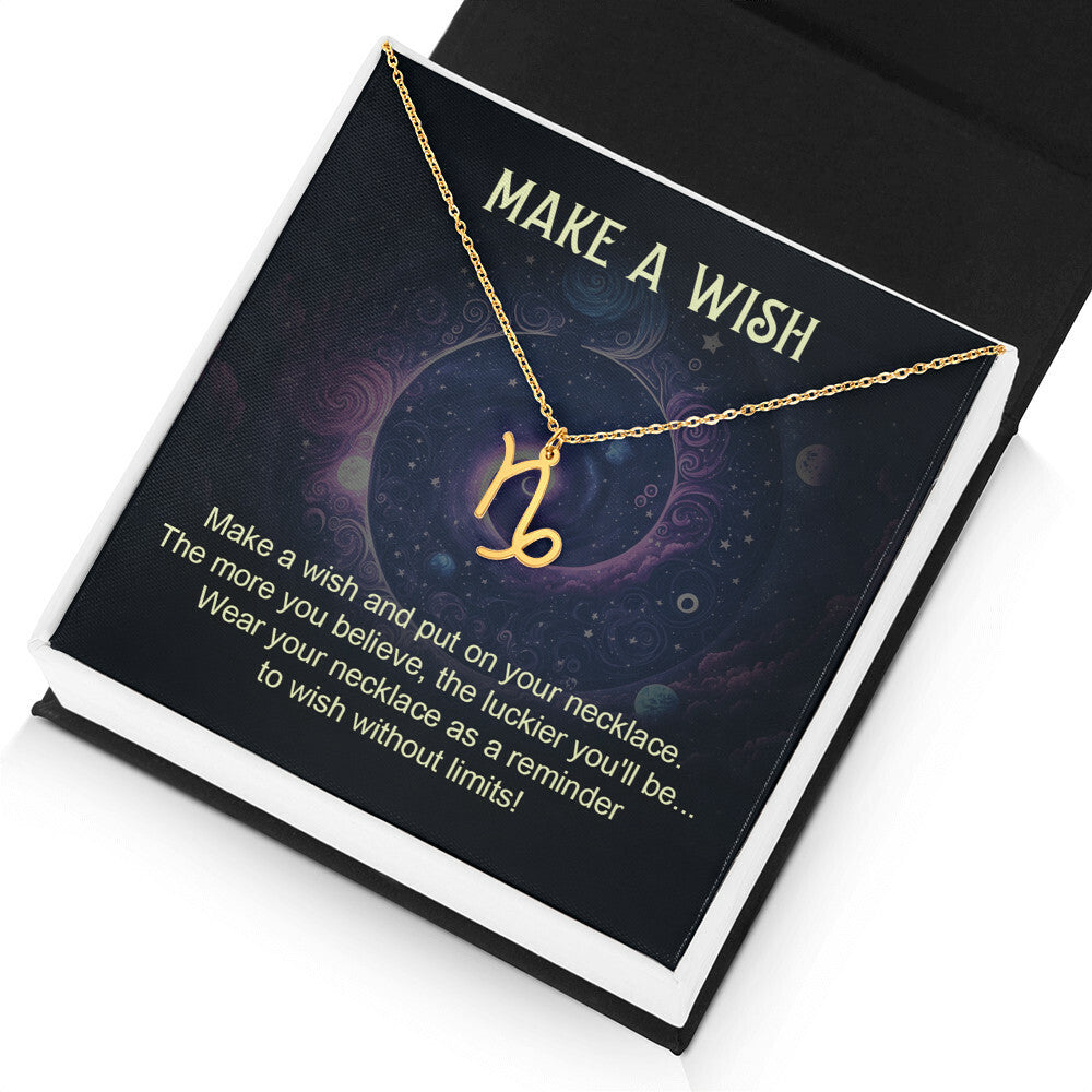 Make a Wish Zodiac Sign Necklace, Stainless Steel or 18K Gold Adjustable Chain-Express Your Love Gifts