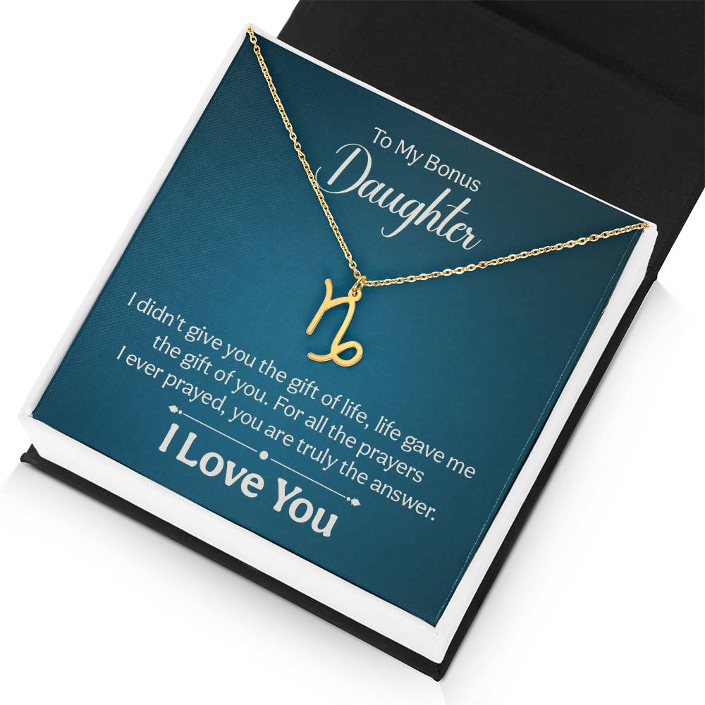 To My Bonus Daughter The Gift of Life Zodiac Name Necklace-Express Your Love Gifts