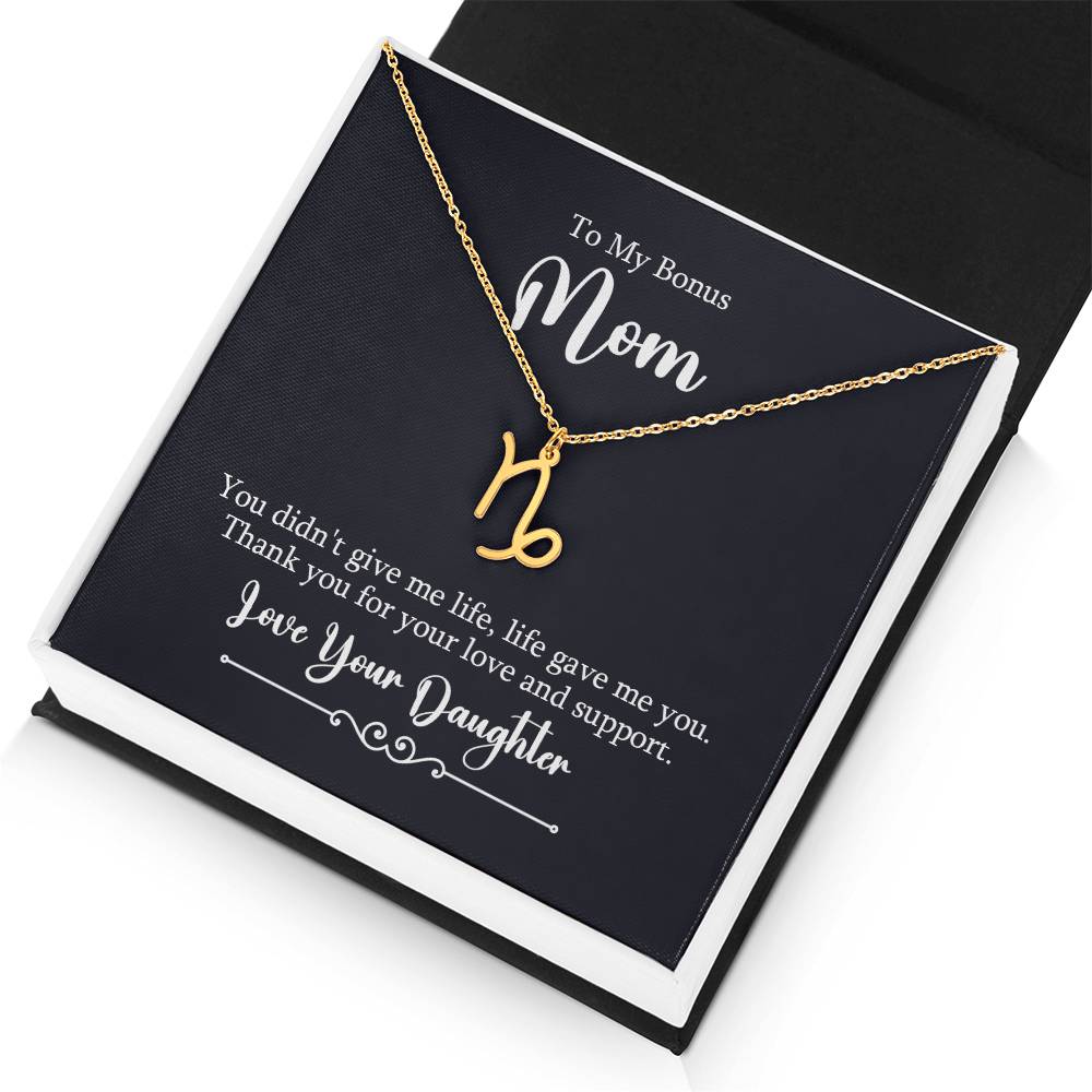 To My Bonus Mom Life Gave Me You Zodiac Name Necklace-Express Your Love Gifts