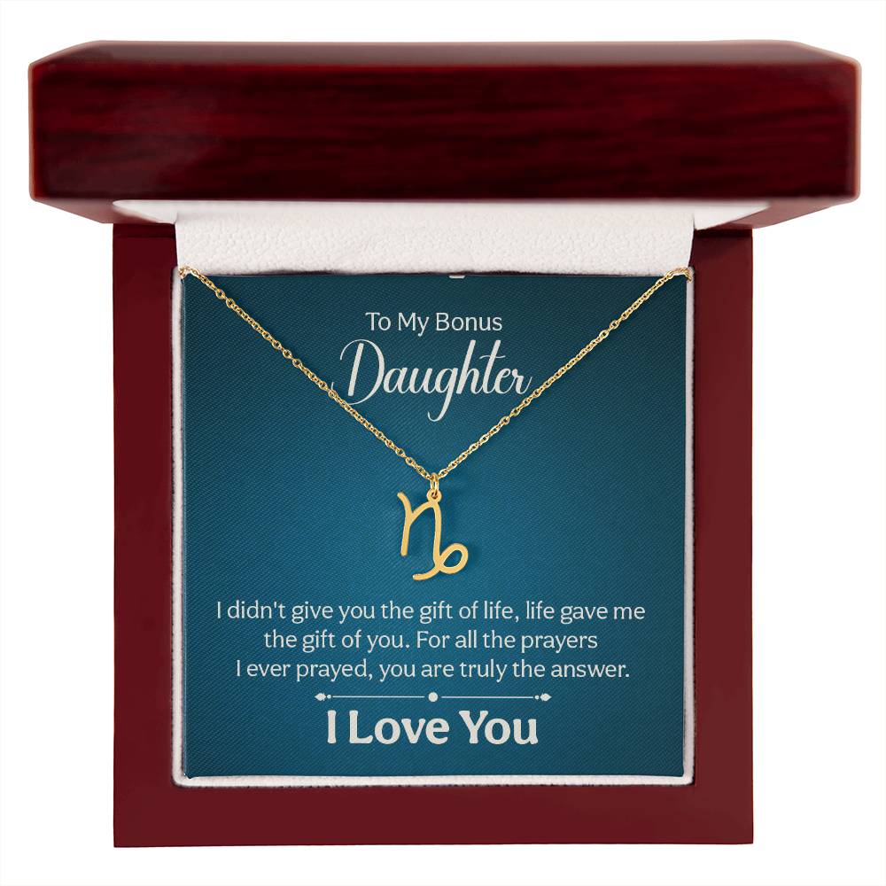 To My Bonus Daughter The Gift of Life Zodiac Name Necklace-Express Your Love Gifts