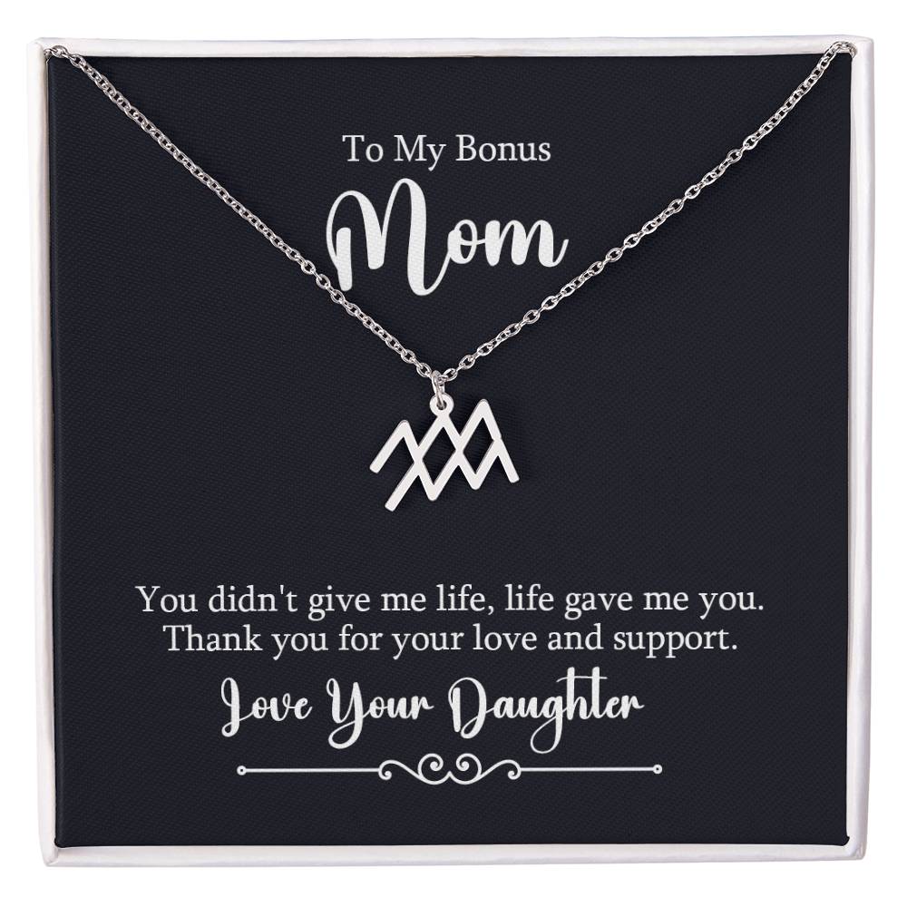 To My Bonus Mom Life Gave Me You Zodiac Name Necklace-Express Your Love Gifts