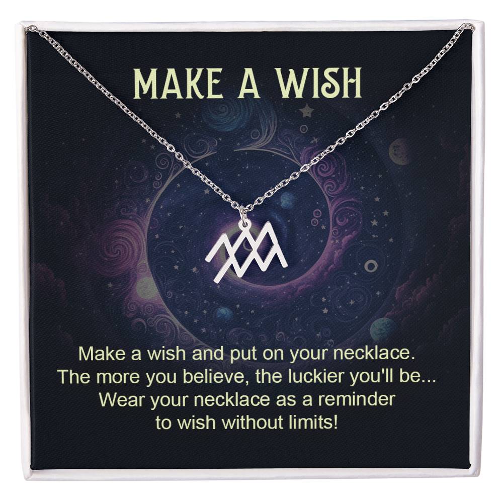 Make a Wish Zodiac Sign Necklace, Stainless Steel or 18K Gold Adjustable Chain-Express Your Love Gifts