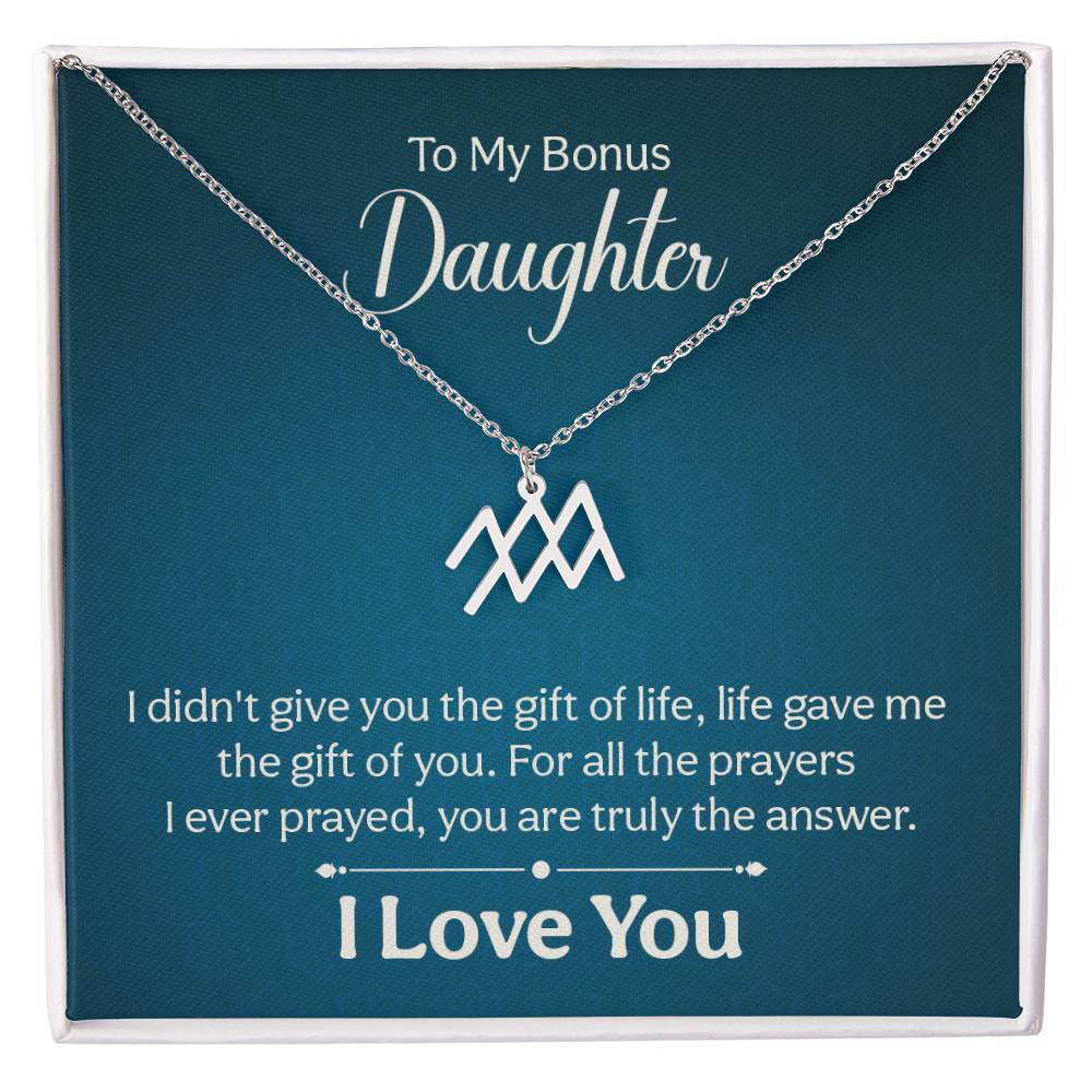 To My Bonus Daughter The Gift of Life Zodiac Name Necklace-Express Your Love Gifts