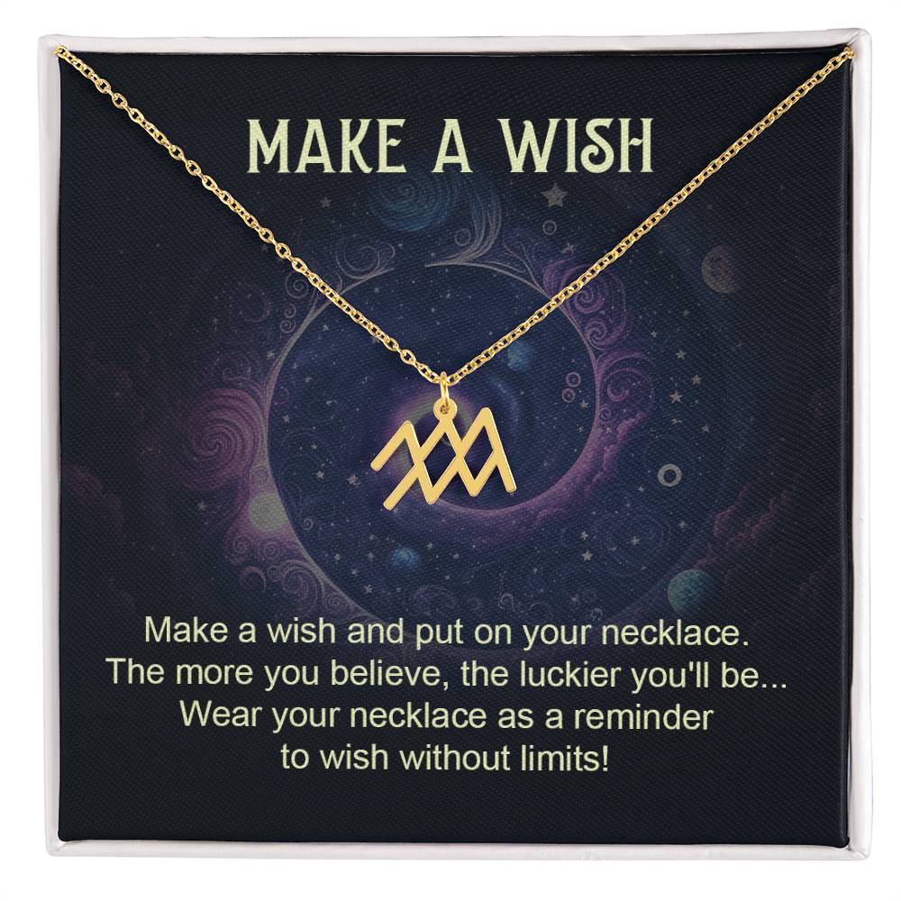 Make a Wish Zodiac Sign Necklace, Stainless Steel or 18K Gold Adjustable Chain-Express Your Love Gifts