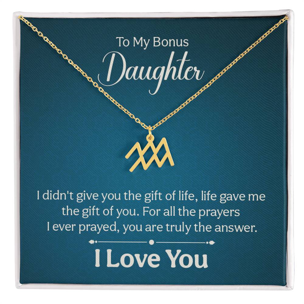 To My Bonus Daughter The Gift of Life Zodiac Name Necklace-Express Your Love Gifts