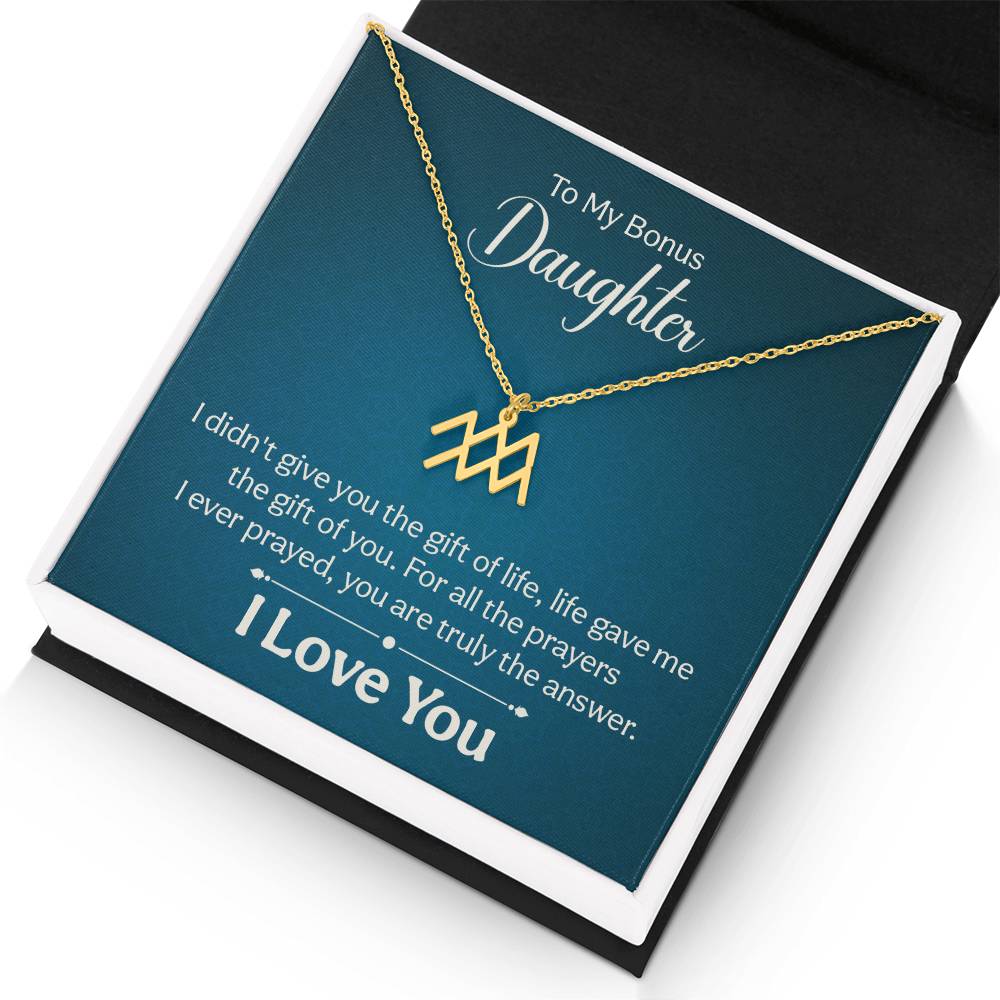 To My Bonus Daughter The Gift of Life Zodiac Name Necklace-Express Your Love Gifts