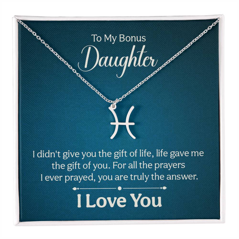To My Bonus Daughter The Gift of Life Zodiac Name Necklace-Express Your Love Gifts