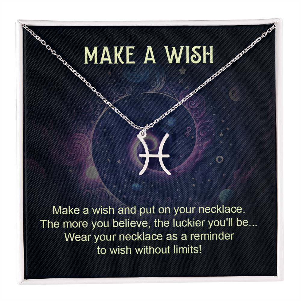 Make a Wish Zodiac Sign Necklace, Stainless Steel or 18K Gold Adjustable Chain-Express Your Love Gifts