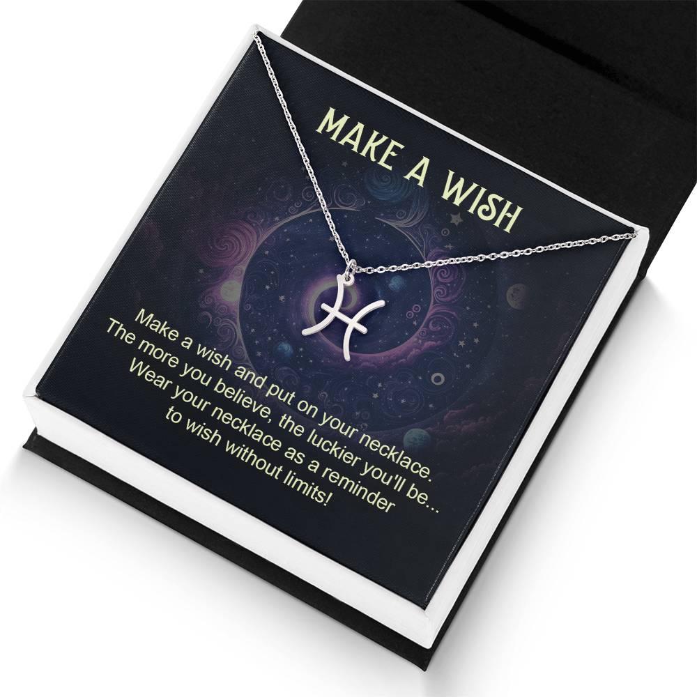 Make a Wish Zodiac Sign Necklace, Stainless Steel or 18K Gold Adjustable Chain-Express Your Love Gifts
