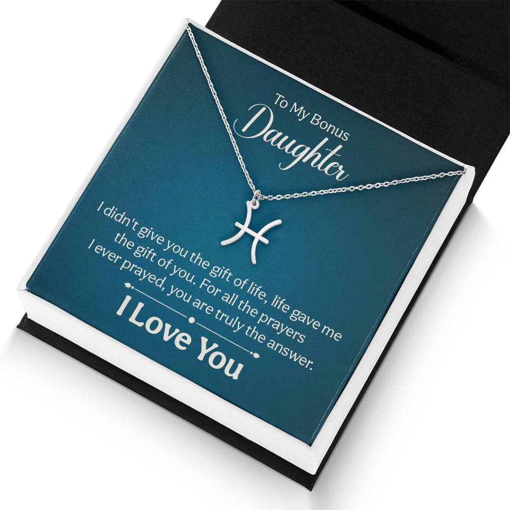 To My Bonus Daughter The Gift of Life Zodiac Name Necklace-Express Your Love Gifts